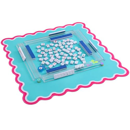 160 Deep Blue Engraved American Mahjong Game Set with Carrying Bag and Accessories, 1.2’’ Mahjong Tile Set - color: 1-deep Blue