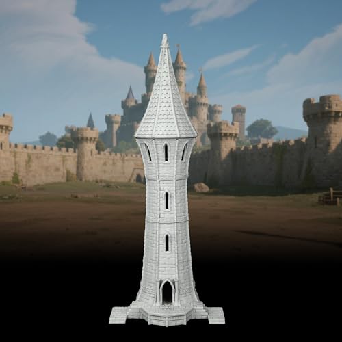 Gothic Watchtower DND Terrain - 25mm Scale Unpainted TTRPG Buildings,Stone Spire Scenery for Dungeons and Dragons, Warhammer, Trench Crusade & Wargame - City Building 6 (AF1104 L) - color: Af1104 L City Building 6