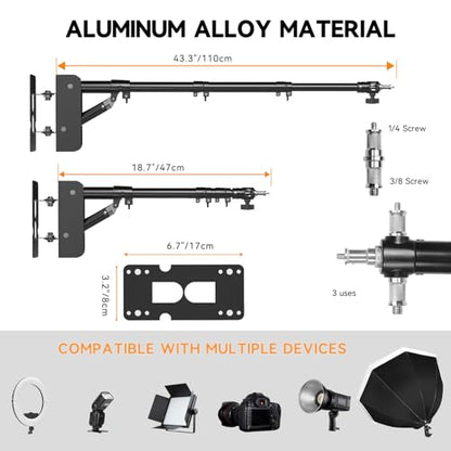55W 18-inch Folding Ring Light (43.3" Wall Mount for Ring Light) - size: 43.3" Wall Mount for Ring Light