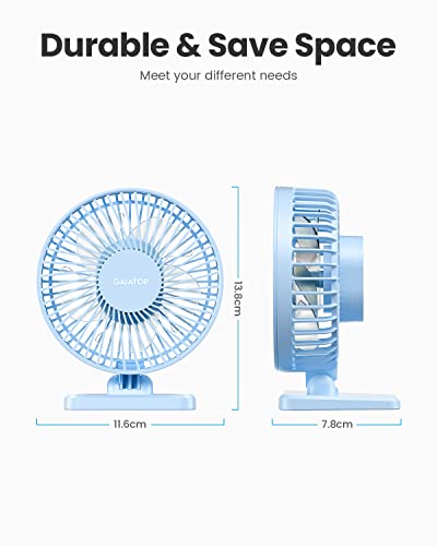 Gaiatop USB Desk Fan, Small But Powerful, Personal Portable Quiet 3 Speeds, Adjustable Mini Table Desktop fan for Cooling Home Office Car Summer Travel Gifts Light blue - color: Light blue