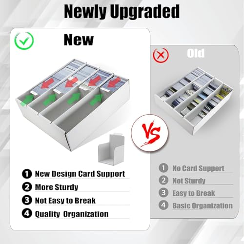 Card Storage Bbox, 4 Row Card Box for Standard Card with Card Stoppers 4Pcs | 4 Row Cardboard Storage Box for Standard Card Laminated Cardboard Surface Card Stopper - size: 4 Pack