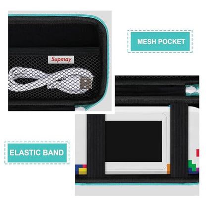 Supmay Hard Travel Case for My Arcade Atari Pocket Player Pro, Portable Video Game System Handheld Game Protection Case with Mesh Pocket for Batteries and USB-C Cable, Green - color: Green+Black