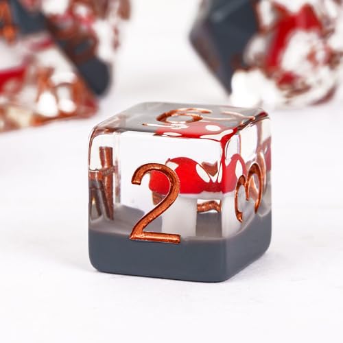 UDIXI Mushroom DND Dice Set, Red Mushroom Dice Set for Role Playing Games | Velvet Storage Bag, DM Gift, for Dungeons and Dragons Tabletop Games Board Games - color: Mushroom Red