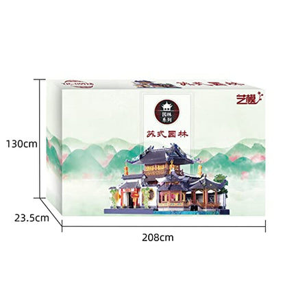 MU 3D Metal Puzzle for Adult Chinese Landscape Architecture Suzhou Style Gardens, DIY Miniature Model Kits for Beginner Building Birthday Gift, 110pcs - color: Suzhou Style