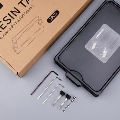 ELEGOO Metal Resin Tank Saturn 2/ Saturn 3 Resin 3D Printer, FEP Pre-Installed, Resin Vat Saturn 2/ Saturn 3 - size: S-for Saturn 2/3