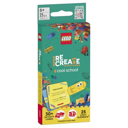 LEGO Recreate Activity Cards – Cool School | Learning Through Play Game with 30+ Activity Cards & 25 LEGO Elements | Ages 6+ - style: Cool School