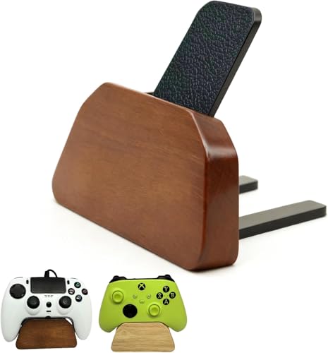 Solid Wood Gamepad Stand, Controller Holder for PS4 PS5 Xbox | This holder tidies gaming desk, fits most controllers, nice decor, ideal gift for father, son & boyfriend - color: Black