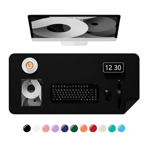 Desk Pad, 30" x 14" PU Leather Non-Slip Desk Mat Large Mouse Pad for Desktop, Waterproof Laptop Computer Writing Mat for Office, Home, Work, Gaming, Black - color: Black, size: 30" x 14"