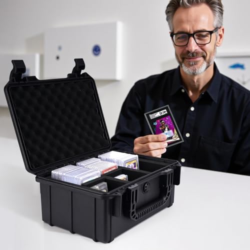 QINGUANG Graded Card Case Storage Box for PSA/CSG/CGC/BGS Collection | 3 Rows PSA Slab Case | with 6 Foam Dividers | IPX5 Waterproof | Fits for Graded Cards / One Touch / Toploaders - size: 3 Rows standard