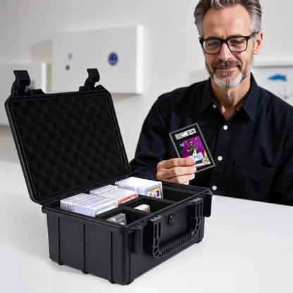 QINGUANG Graded Card Case Storage Box for PSA/CSG/CGC/BGS Collection | 3 Rows PSA Slab Case | with 6 Foam Dividers | IPX5 Waterproof | Fits for Graded Cards / One Touch / Toploaders - size: 3 Rows standard