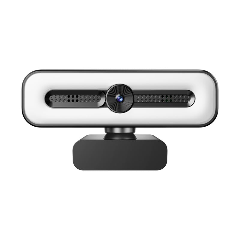 4K UHD Ring Light Webcam for PC, 1080P Web Camera with Dual AI Noise-Cancelling Mics, Auto Light Correction, Privacy Cover, 73°FOV, PDAF Autofocus, Privacy Cover, for Streaming, Conference, Zoom