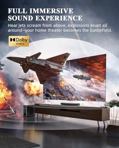 2.1 Dolby Atmos Soundbar with Subwoofer for Smart TV, Dolby Atmos Sound Bar for TV, Surround Sound System for TV, 150W TV Speakers for Smart TV, Bluetooth eARC/Opt/AUX