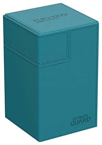Ultimate Guard Flip'n'Tray 100+, Deck Case for 100 Double-Sleeved TCG Cards + Dice Tray, Petrol, Independent Magnetic Closure & Microfiber Inner Lining - color: Petrol