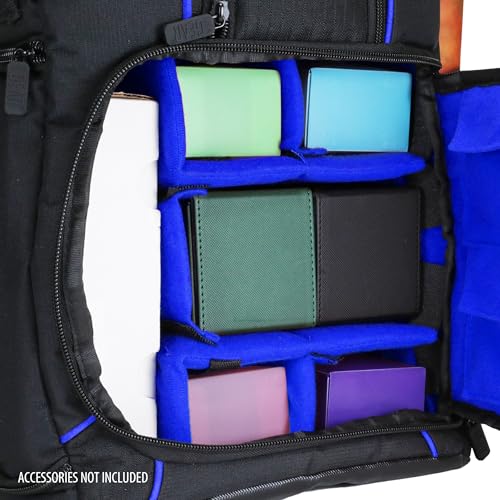 USA Gear MTG Backpack Compatible with Magic the Gathering Deck, Yu-Gi-Oh, MTG Decks & more - TCG Backpack MTG Bag with Shoulder Straps, Customizable Dividers, TCG Playmat Holder, Binder Space (Blue) - color: Blue