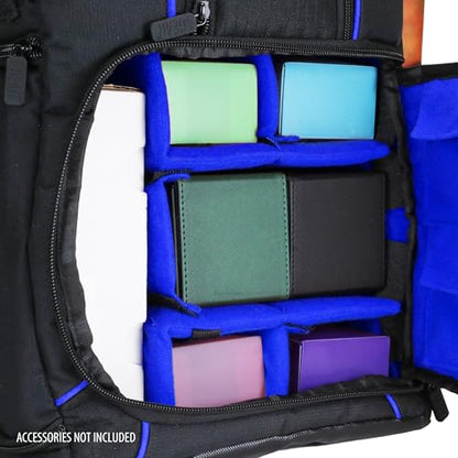 USA Gear MTG Backpack Compatible with Magic the Gathering Deck, Yu-Gi-Oh, MTG Decks & more - TCG Backpack MTG Bag with Shoulder Straps, Customizable Dividers, TCG Playmat Holder, Binder Space (Blue) - color: Blue