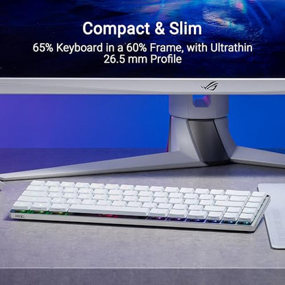 ASUS ROG Falchion RX Low Profile Wireless Gaming Keyboard – 65% Compact TKL, Tri-Mode Connectivity, ROG RX Red Optical Switches, RGB, Touch Panel, Keyboard Cover, PC/Mac Support - White - color: White, size: Red Switch (Low Profile), style: Low Profile Re