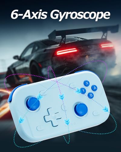 XPT Portable Mini Controller for Nintendo Switch 2/Switch 1/PC/iOS/Android/Steamdeck, Joystick Lift and Down Design,Wireless Bluetooth & Wired Gamepad with Turbo Function, 6-Axis Gyro, HD Vibration & 3D Joysticks, Home Button Wake-Up (blue) - color: Blue