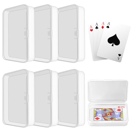 Blank Card Case, 6 Pack Clear Plastic Card Deck Box, Snaps Closed | Storage Box for Base Ball Trading Cards, Business Cards & More - color: 6 PCS Clear