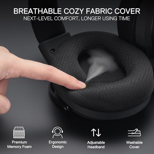 Redragon H858 3-Mode Wireless Gaming Headset, 7.1 Surround Sound, 53 mm Drivers, Memory Foam Ear Pads, Detachable Noise-canceling Microphone, Over-Ear Headphones Works for Phone, PC/PS5/NS, Black - color: Black