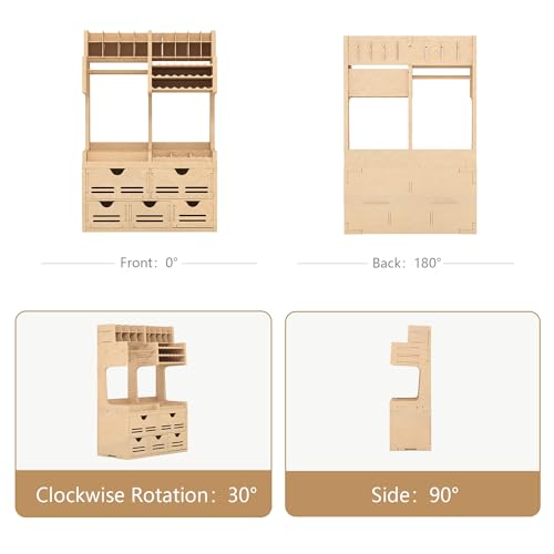 Bucasso Plastic Model Paint Rack Tool Storage All-in-One Modeling Tool Storage Rack Drawer Parts Storage Rack MDF Material Pliers/Files/Brush/Tweezers/Paint Storage Assembly Workstation GK Plus