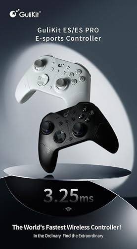 GuliKit ES PRO Wireless PC Controller –3.25ms Low Latency, TMR Joysticks | For PC/Steam/Switch/Android/iOS, Anti-Drift/Anti-Snapback,Switch 2 Wakeup,Gyro Motion Aim,30H Battery, Hall Trigger - color: ES PRO-TMR Joysticks-White