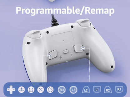 IWGAME Wired Controller for PS-5/PC, Gaming Controller with Dual Vibration, Programmable/Remap/Turbo/RGB Light, 3.5MM Headphone Jack - color: white
