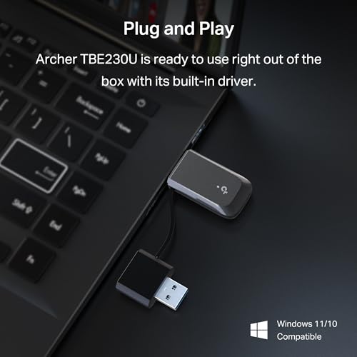 TP-Link Archer TBE230U BE3600 USB Wi-Fi 7 Adapter for Desktop PC, Dual-Band USB Wireless Adapter, USB-C & A 3.0, Plug and Play, WPA3 | MLO, Win 11/10 Compatible，No Support for 6GHz, Linux, or Android - style: BE3600, WiFi 7