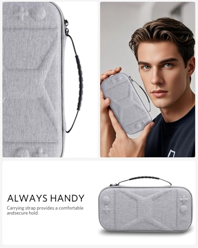 NINKI Portable Travel Case for Nintendo Switch 2 Carrying Case 2025, Hard Shell Eva Protective Switch2 Storage with 10 Game Slots Pockets Travel Carry Pouch for Nintendo Switch 2025 Traveling Bag,Gray