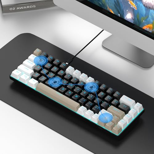 MageGee Portable 60% Mechanical Gaming Keyboard, MK-Box LED Backlit Compact 68 Keys Mini Wired Office Keyboard with Brown Switch for Windows Laptop PC Mac - Black/Coffee Color - color: Brown/Brown Switch