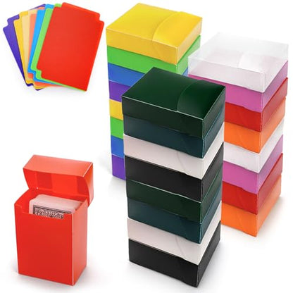 24 Pack Card Deck Boxes with 24 Dividers, Plastic Hard Gaming Card Holder Organizer, Collectible Trading Playing Cards Storage Box, Closed Sports Cards Cases for Family, Party Games