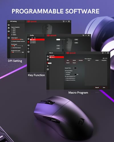 Redragon M821 Wireless Mouse Tri-Mode 54G Lightweight Black Silent Mice | 2.4G/USB C Wired/Bluetooth,PC Gaming Mice for Computer Laptop Mac Windows, Max 128000 DPI, 1K Polling, 6 Programmable Buttons