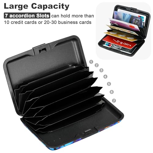 ELFISH RFID Blocking Credit Card Protector Aluminum ID Case Hard Shell Business Card Holders Metal Wallet for Men or Women (Blue Butterfly) - color: Blue Butterfly