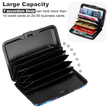 ELFISH RFID Blocking Credit Card Protector Aluminum ID Case Hard Shell Business Card Holders Metal Wallet for Men or Women (Blue Butterfly) - color: Blue Butterfly