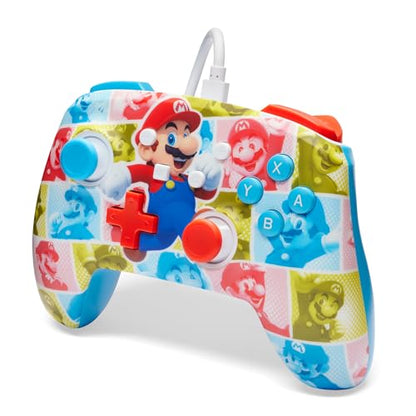 PowerA Enhanced Nintendo Switch and Switch 2 Wired Controller - Mario Hero Reel, Gamepad, game controller, wired controller, officially licensed - color: Mario Hero Reel