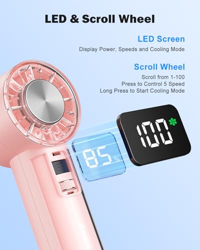 AMACOOL Handheld Fan with Ice Cooler, Mothers Day Gifts for Mom Her Women Girl, Mini Portable Cooling Fan, Small Yet Powerful, Personal Hand Fans for Travel Essentials Beach Makeup Must Have - color: Pink, style: With Ice Cooler