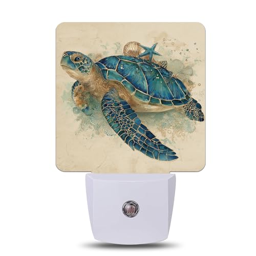 Sea Turtle Night Light, Plug-into Wall Nightlight with Dusk to Dawn Sensor, Energy Efficient Lamp for Bedroom/Bathroom/Kitchen/Hallway/Stairs - color: Sea Turtle