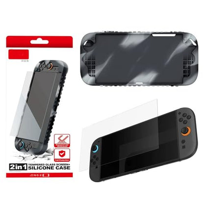 Silicone Case+Tempered Glass Film Set For Switch 2 Protective cover Shockproof Protection Shell Handheld Game Console Accessories