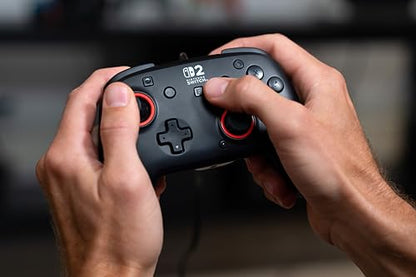 Turtle Beach Rematch Wired Gaming Controller, Nintendo Switch 2, Lite, OLED | Hall-Effect Thumbsticks, 2 Mappable Buttons, Audio Jack, C-Button for Game Chat, Licensed for Nintendo Switch 2, Black & Red - color: Black