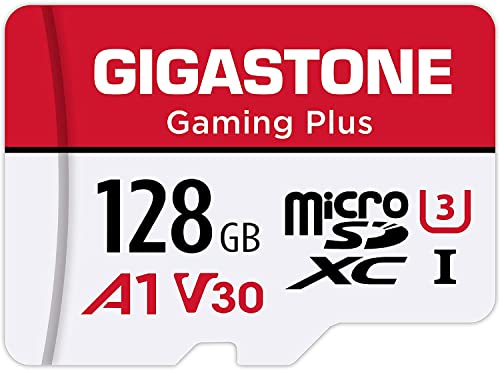 [Gigastone] 128GB Micro SD Card, Gaming Plus, MicroSDXC Memory Card for Nintendo-Switch 1, Wyze, GoPro, Dash Cam, Security Camera, 4K Video Recording, UHS-I A1 U3 V30 C10, up to 100MB/s, with Adapter - color: 128GB Gaming Plus 1-Pack