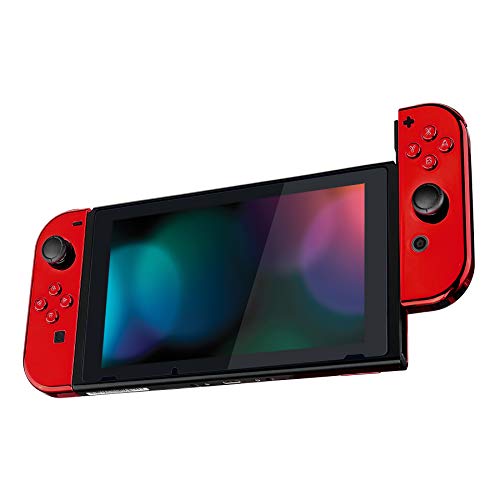 eXtremeRate DIY Replacement Shell Buttons for Nintendo Switch & Switch OLED, Chrome Red Custom Housing Case with Full Set Button for Joycon Handheld Controller - Console Shell NOT Included - color: Chrome Red
