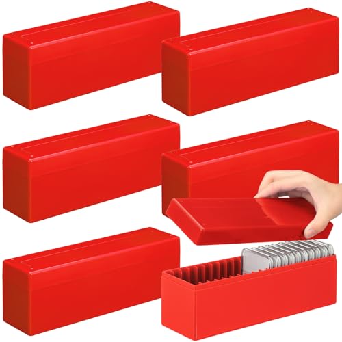 6 Pcs Plastic Coin Slab Storage Box, 20-slot Coin Slab Holder,Red | Coin Storage Cases Set for 120 Coin Slabs, Plastic Collection Case for Collectors, Home, Office, Bank, Portable Design - color: Red