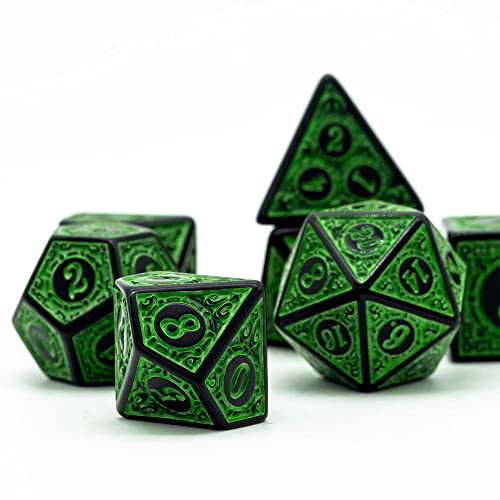 DND Dice Set -D&D Polyhedral Dice (7 Pcs) with Black Dice Bag for Dungeons and Dragons Role Playing Dice Games RPGs (Dice-Green with Black Edge) - color: Dice-green With Black Edge