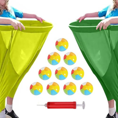 Granny Pants Yard Game with Balls, Giant Pants Catch Game, Outdoor Tossing Party Game for Family Reunion, Birthday, Backyard Fun for Adults & Teens - color: GREEN / YELLOW