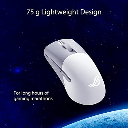 ASUS ROG Keris Wireless Aimpoint Gaming Mouse – Right-Handed Ergonomic, 75g, Tri-Mode Connectivity, 42K DPI, up to 119Hr Battery, PC/Mac Support - White - color: White, style: Keris