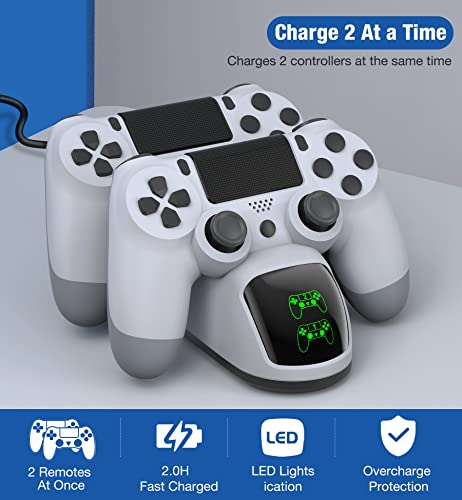 PS4 Controller Charger Dock Station with Charging Cable,1.8Hour Fast-Charging PS4 Controllers Charging Station for PlayStation 4 Dualshock 4 Charger - color: White-Green
