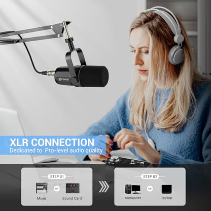 FDUCE XLR Dynamic Microphone for Vocal Recording, Podcasting, Gaming, Live Streaming&Broadcasting, All Metal Cardioid Mic, Voice-Isolating Technology, with Boom arm SL40X+ - style: SL40X with Boom Arm