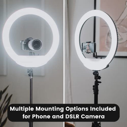 Lume Cube Cordless LED Ring Light for Smartphones and Cameras |18” Circle Light with Stand and Phone Holder | Portable Ring Light + 6.5 ft Tripod Stand w/Mount | Also Includes Batteries & Carry Case