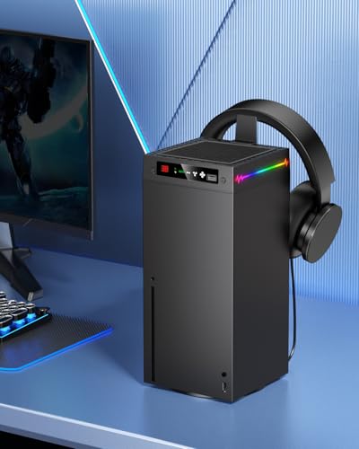 [LED Display] Auto Cooling Fan for Xbox Series X with 9 RGB Light Modes | Cooling System Adjustable by Temperature for Xbox Series X Console, Cooler & Light Switch, Headset Hook, USB Port