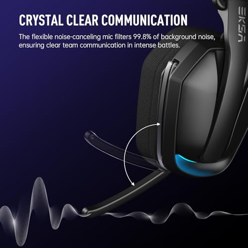 EKSA 2.4GHz Wireless Gaming Headset for PS5/PS4, PC, Switch, Mac, Bluetooth 5.4 Gaming Headphones with Noise Cancelling Microphone, 169g Ultralight, RGB, Type-C, 35H Battery, Wired Computer Headphones
