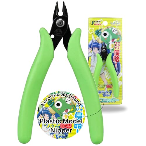 GodHand Keroro Plastic Model Nipper PN-125-KR with Sharp Thin Dual Blades, Ergonomic Non-slip Grip, 3mm Sprue Cutter Hobby Nippers for Plastic Models, Miniatures, Gundam, Gunpla, Green